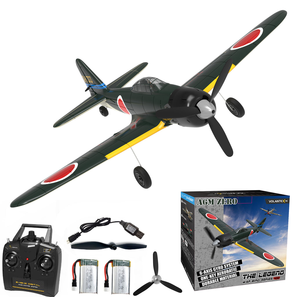 VOLANTEXRC RC Plane 4-CH Remote Control Airplane Ready to Fly Zero Fighter 400 Radio Controlled Aircraft for Beginners with Xpilot Stabilization System, One Key Aerobatic (761-15 RTF)