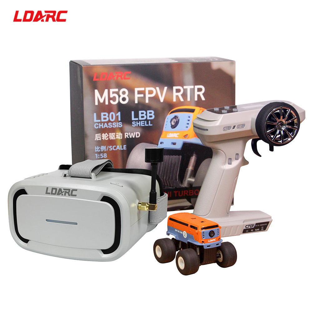 New LDARC M58 Mini FPV RC Car, HD FPV Camera and FPV Goggles, with 2.4G 8-Channel Remote Control, Grey DIY Car Body