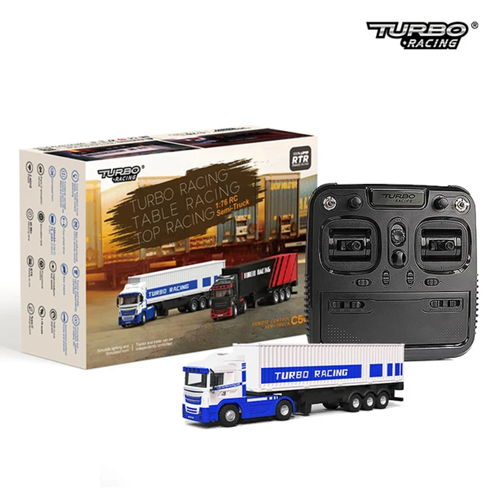 Available in Stock Turbo Racing 1:76 C50 RC Car Semi-truck Full Proportional Remote Control Toys RTR Kit For Kids and Adults