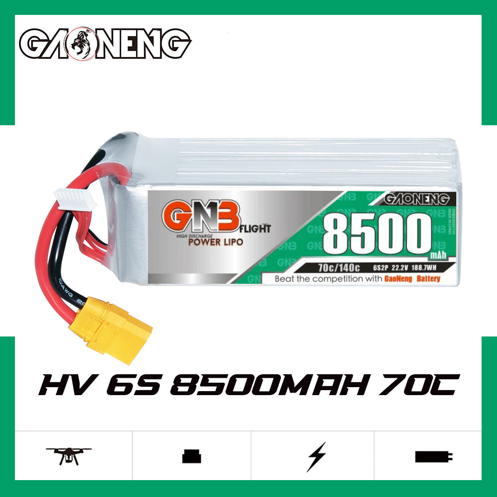 GNB GAONENG 8500mAh 6S 22.2V 70C 140C XT90 RC Air Drone RC LiPo Batter CaptainRC GNB GAONENG 8500mAh 6S 22.2V 70C 140C XT90 RC Air Drone RC LiPo Batter CaptainRC
