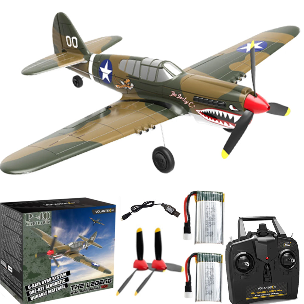 Volantexrc P40 Fighter RC Airplane 2.4Ghz 4CH  Remote Control Aircraft Ready to Fly 761-13 Radio Controlled Plane for Beginners with Xpilot Stabilization System RTF