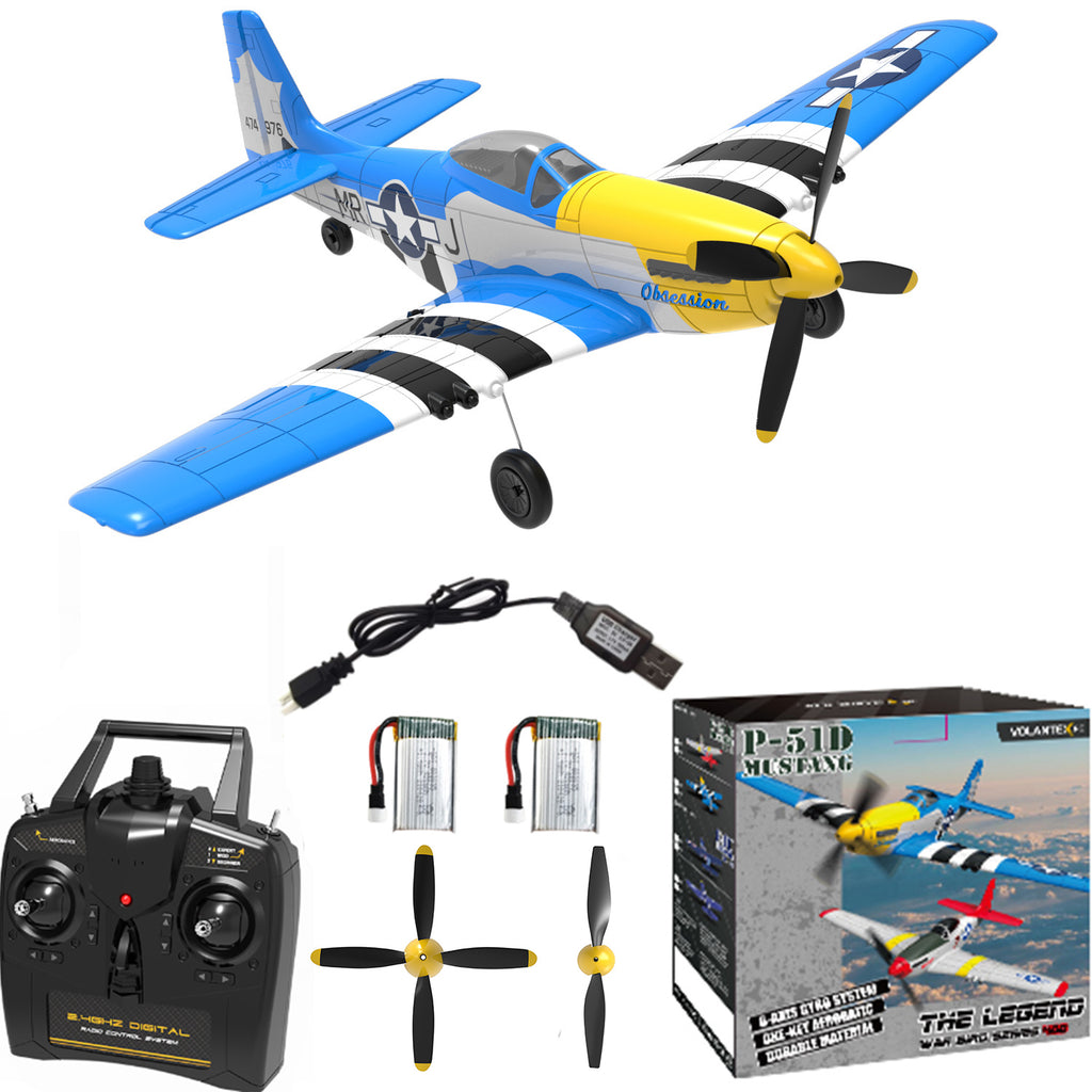 VolantexRC Plane, 2.4G 4-Channel Remote Control, With Xpilot Stability System, Aerobatic Flight (761-5)P51D Blue Mustang RC Airplane