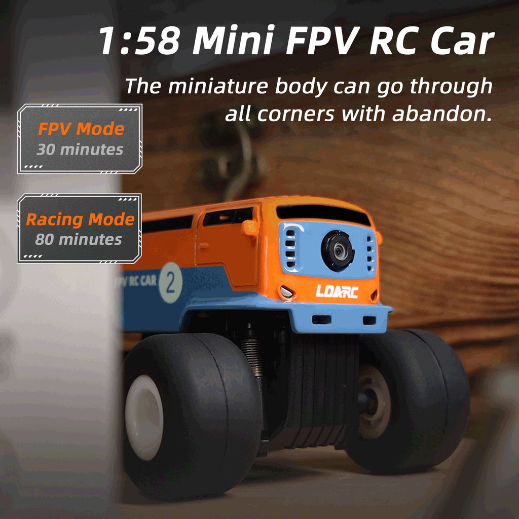 New LDARC M58 Mini FPV RC Car, HD FPV Camera and FPV Goggles, with 2.4G 8-Channel Remote Control, Grey DIY Car Body