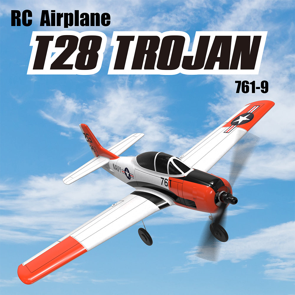 Volantex 761-9 RC Airplane 2.4Ghz 4 Channel Remote Control，with Aileron T28 Trojan Parkflyer RC Aircraft Plane，Ready to Fly with Xpilot Stabilization System,One-Key Aerobatic，Perfect for Beginners