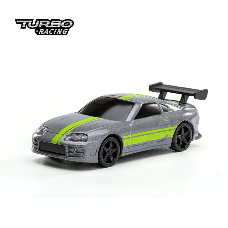 Turbo Racing 1/76 Scale Mini RC Car with 2.4G Remote contorl Classic LED Lights Full Proportional Vehicles Models (C73-Grey)