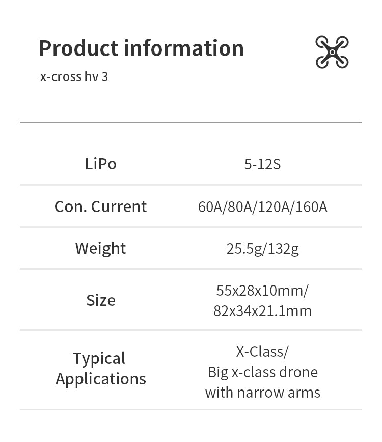 FLYCOLOR X-CROSS HV3 60A/80A/120A/160A ESC