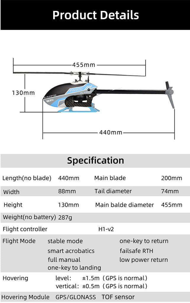 Fly Wing 200 8CH RC Helicopter