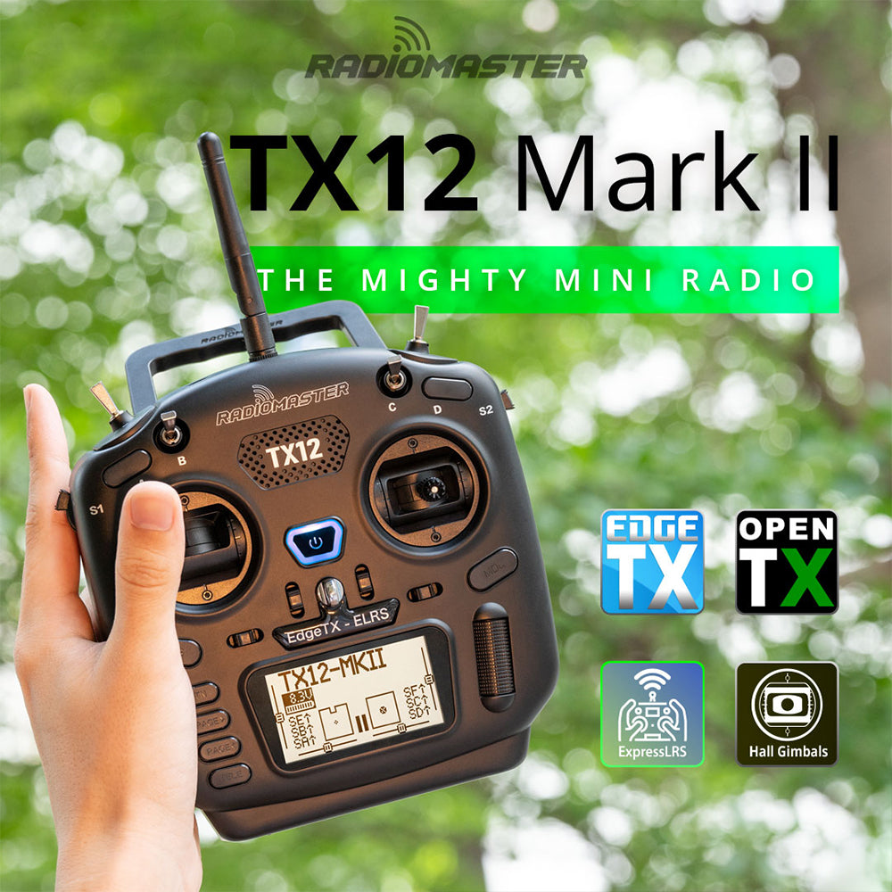 RadioMaster TX12 MKII ELRS CC2500 EdgeTX OpenTX 16CH Hall Gimbals Multi-Module Compatible Radio Control Transmitter - CaptainRC