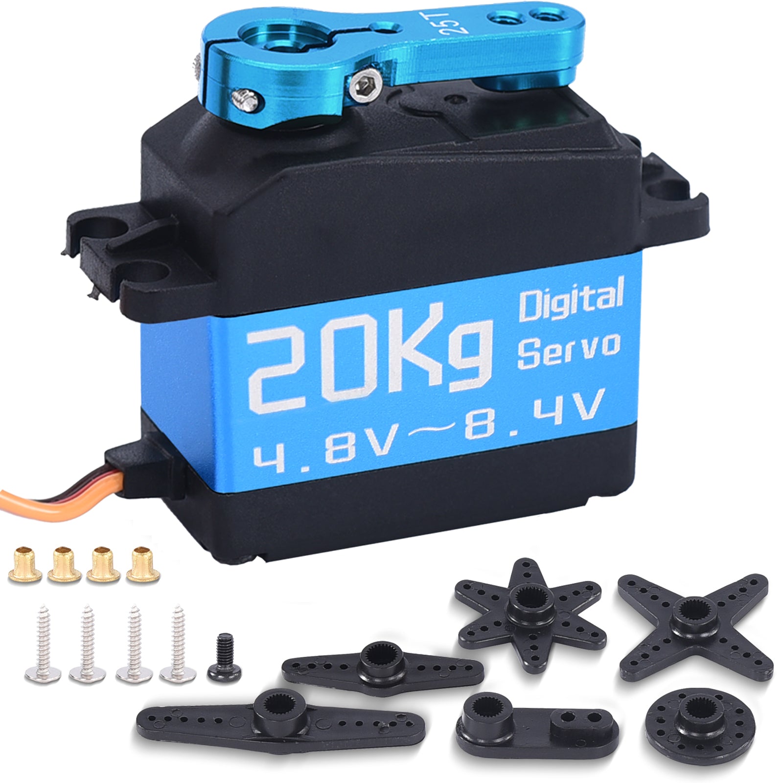 DiamondHobby 20KG Waterproof Digital Servo 8.4V High Torque Metal Coreless Motor Stainless Steel Gear for RC Car,Robotic DIY,Off-Road Buggy,Crawler Truck - CaptainRC