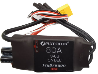 Flycolor 80A BEC 3-6S, used for electrical adjustment of RC aircraft fixed wing FPV drone aircraft model, brushless ESC with XT60,3.5mm plug