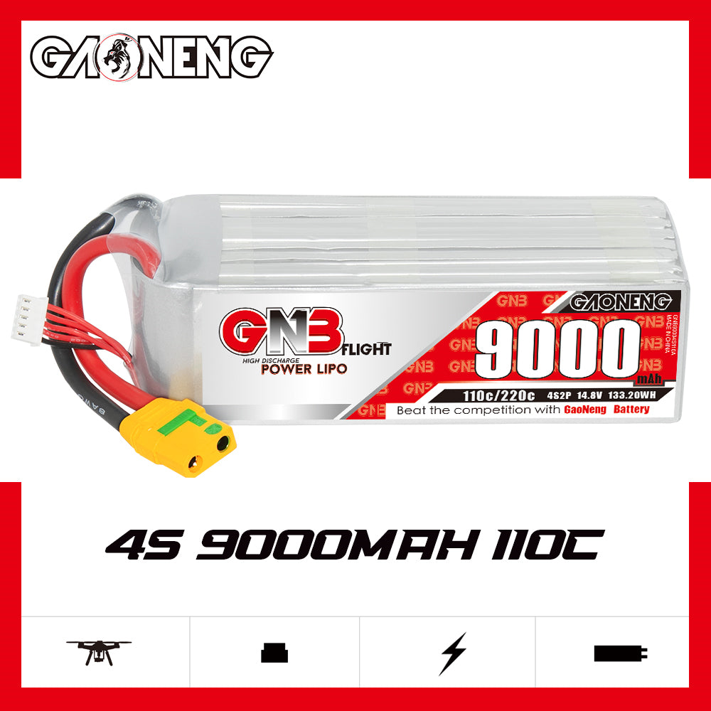 GAONENG GNB 9000MAH 4S 14.8V 110C 220C XT90 Anti Spark RC LiPo Battery for Car Boat Drone RC Hobbies - CaptainRC