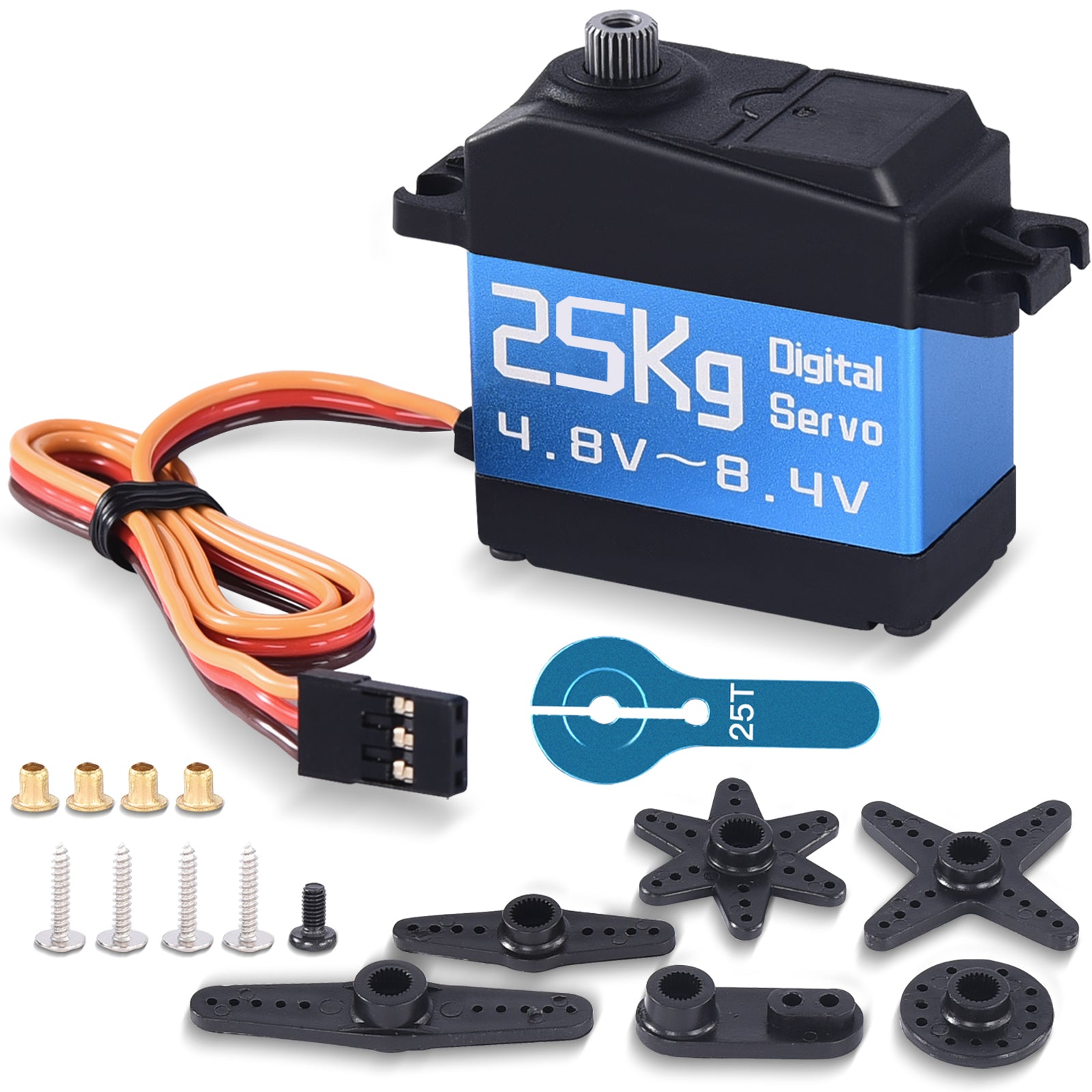 DiamondHobby 25KG Waterproof Digital Servo 8.4V High Torque Metal Coreless Motor Stainless Steel Gear for RC Car,Robotic DIY,Off-Road Buggy,Crawler Truck - CaptainRC