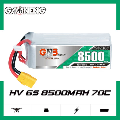 GNB GAONENG 8500mAh 6S 22.2V 70C 140C XT90 RC Air Drone RC LiPo Battery High Discharge C rating Performance helicopter