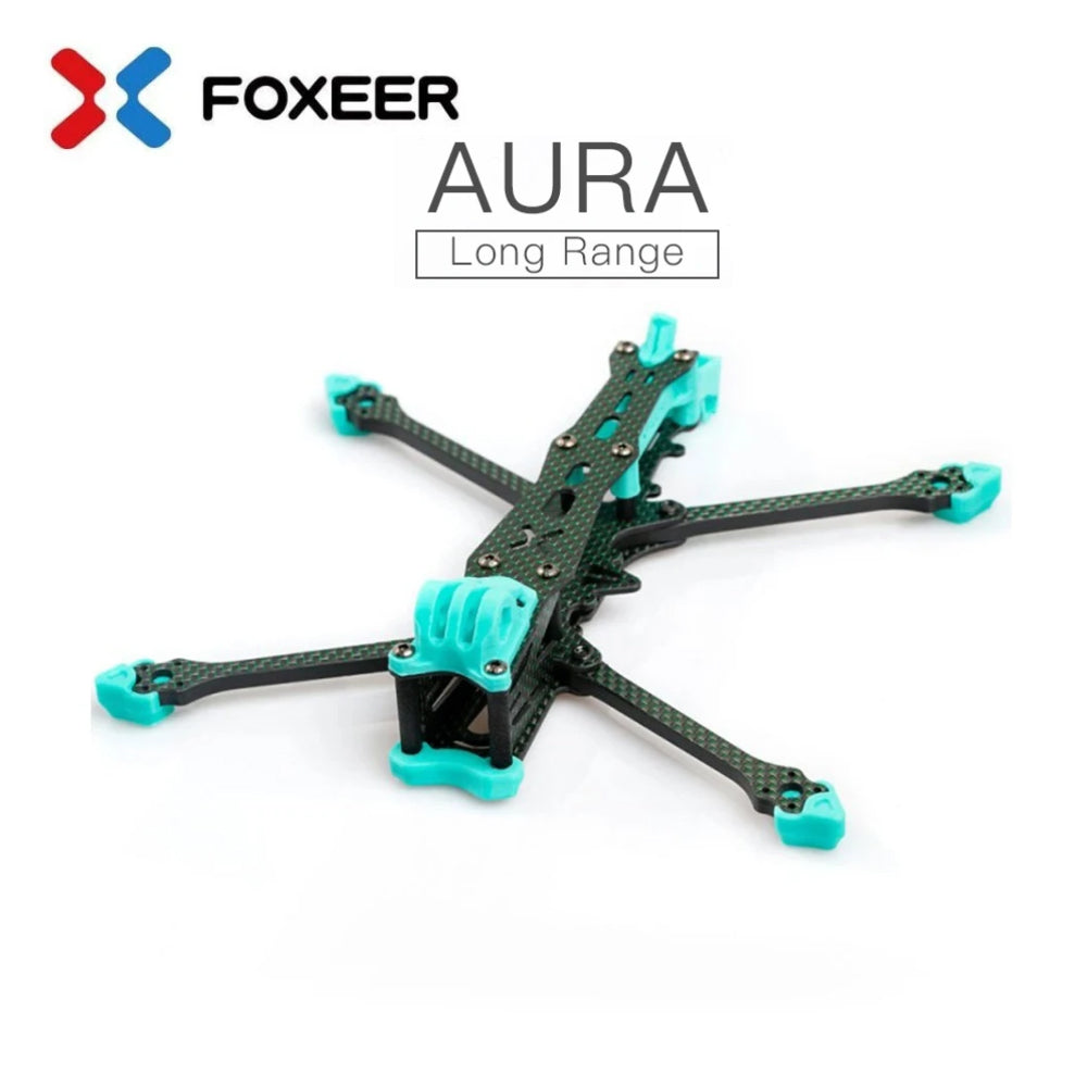 Foxeer Aura LR 5" 210mm FPV Frame Kit with 5mm Arms, T700 Green Carbon, for RC FPV Freestyle and Long Range Analog/Digital Drones - CaptainRC