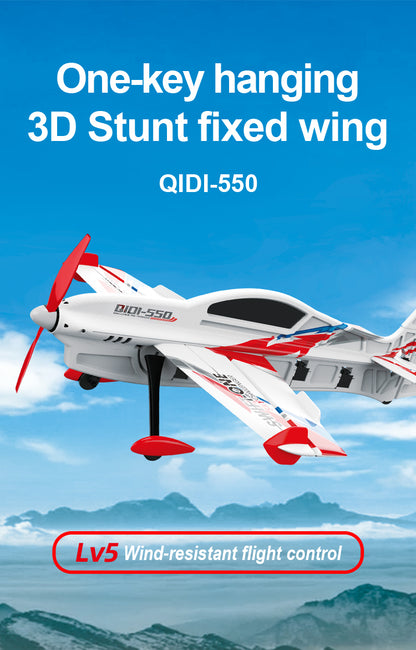 QIDI-550 3D RC Airplane One-Key Hanging Stunt Fixed Wing with Wind Resistant Flight Control for Beginner and Experienced Ready to Fly(RTF-RED)