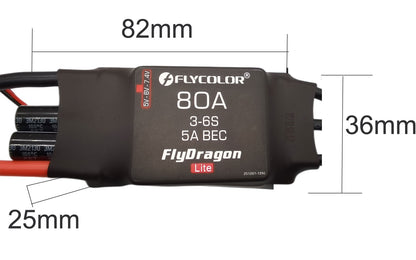 Flycolor 80A BEC 3-6S, used for electrical adjustment of RC aircraft fixed wing FPV drone aircraft model, brushless ESC with XT60,3.5mm plug