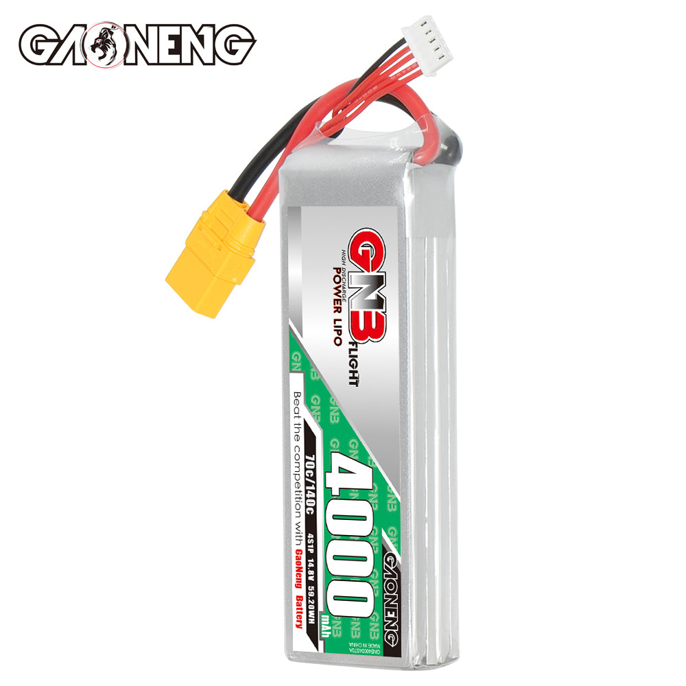 GNB GAONENG 4000mah 4S 14.8V 70C 140C XT90 RC LiPo battery High Discharge C rating Performance Helicopter Drone Boat Car - CaptainRC