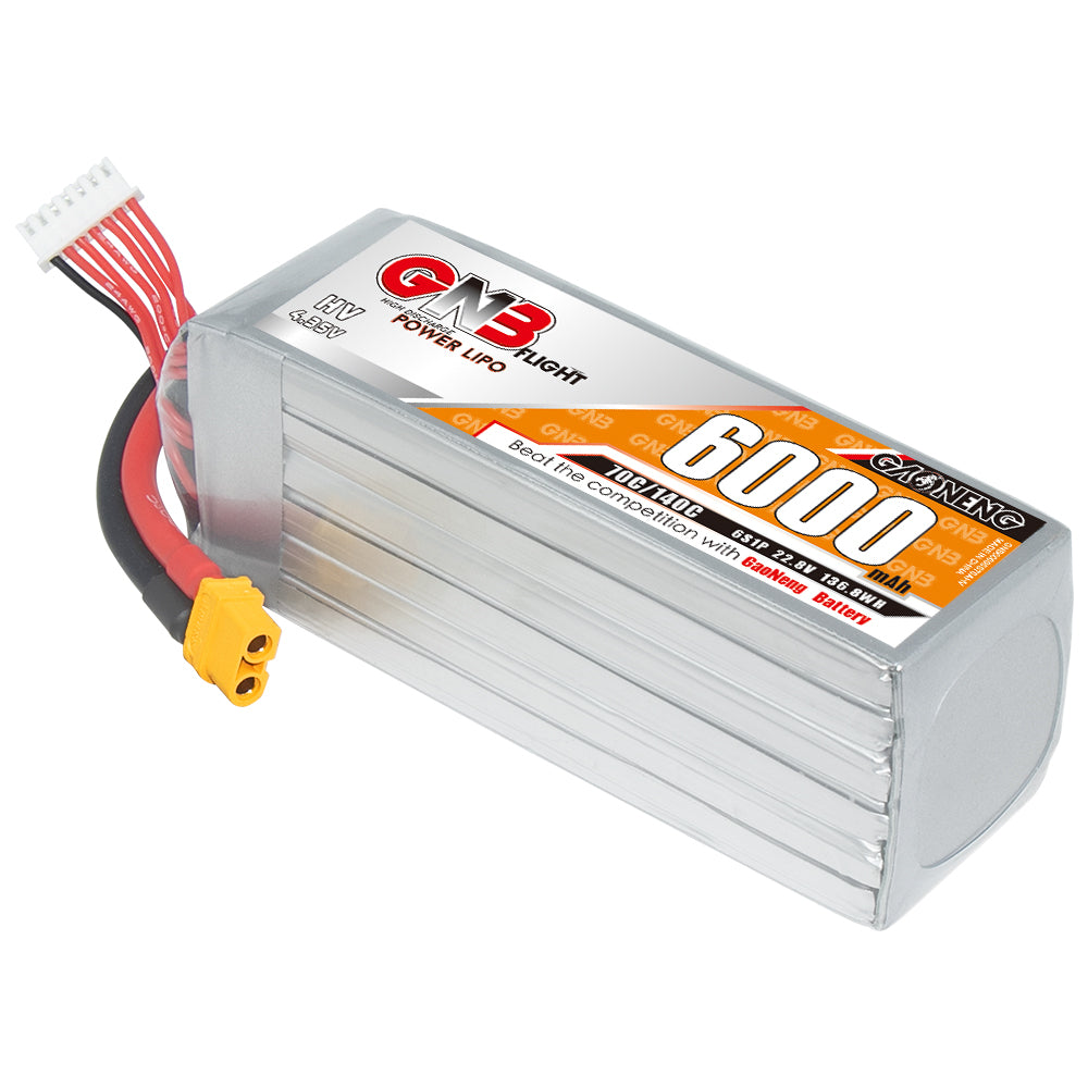 GNB GAONENG HV 6000mah 6S 22.8V 70C XT60 Connector RC LiPo Battery for RC Car Drone RC Boat Soft Pack - CaptainRC