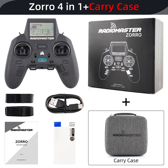 RadioMaster ZORRO 2.4Ghz 16CH CC2500 / 4 in1 / ELRS Hall Gimbal LCD Screen OpenTX Radio Transmitter for RC FPV Drone Mode1 Mode2