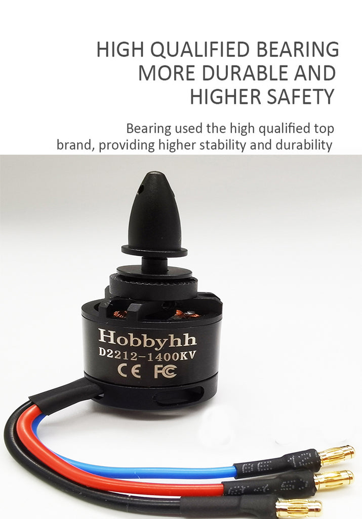 Hobbyhh 2212 Brushless Motor 1400KV Supports 2-4S and Suitable for Forward Pull and Push Back Fixed Wing Aircraft/Gliders