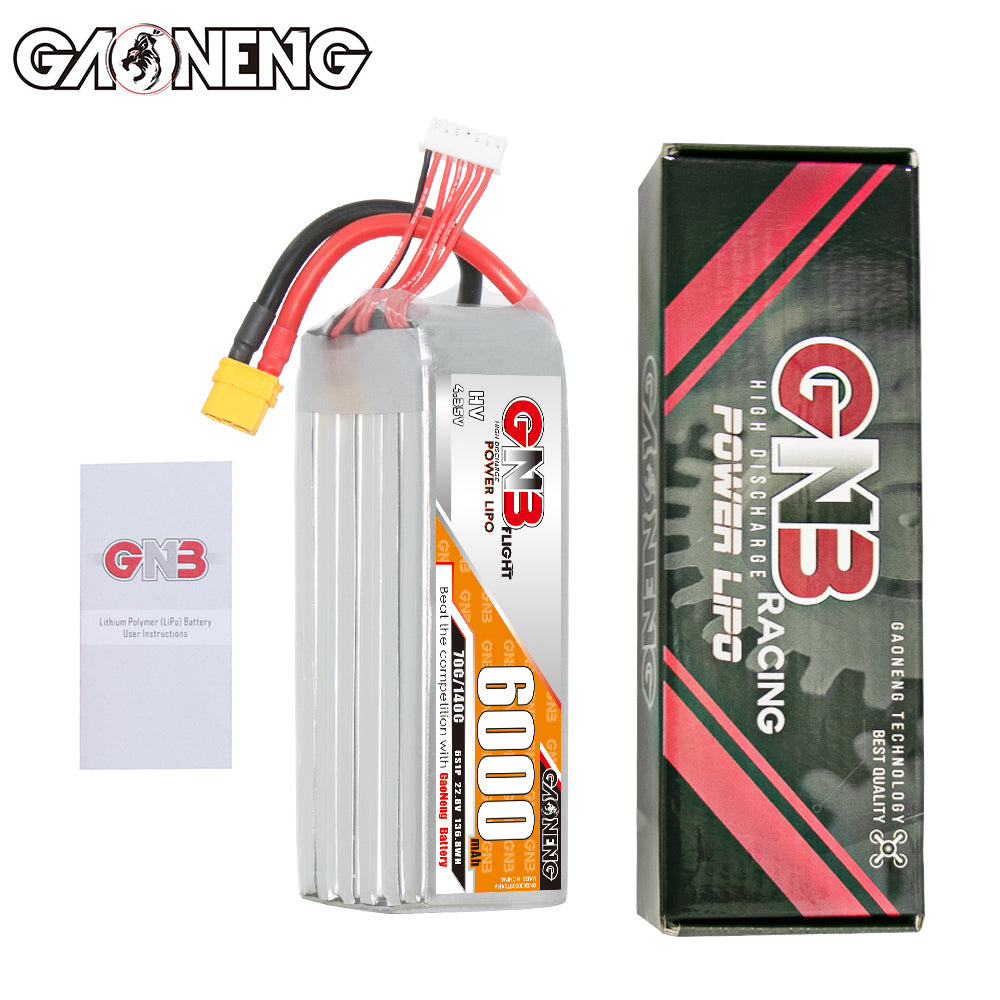 GNB GAONENG HV 6000mah 6S 22.8V 70C XT60 Connector RC LiPo Battery for RC Car Drone RC Boat Soft Pack - CaptainRC