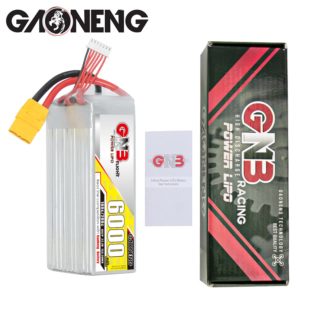 GAONENG 6S 6000mah 22.2V 100C 200C XT90 LiPo Battery High Discharge Drone Helicopter RC Car Boat Truck Buggy Truggy T