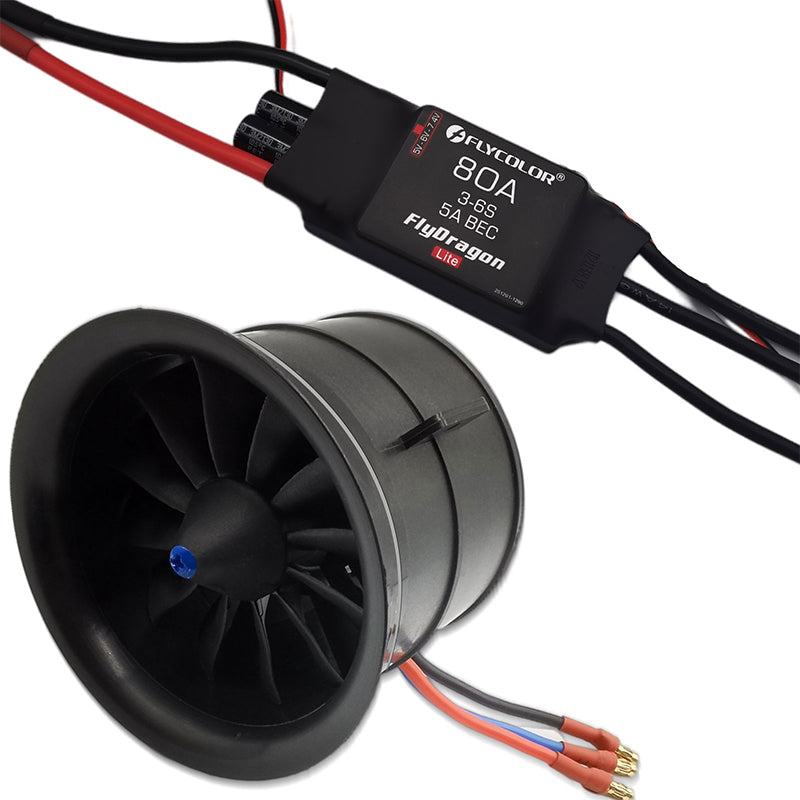 Hobbyhh 70mm 12 Blade EDF Flat Duct Fan Brushless Motor With 80A ESC For RC Jet Aircraft Model Spare Parts