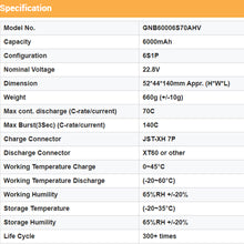 Load image into Gallery viewer, GNB GAONENG HV 6000mah 6S 22.8V 70C XT60 Connector RC LiPo Battery for RC Car Drone RC Boat Soft Pack