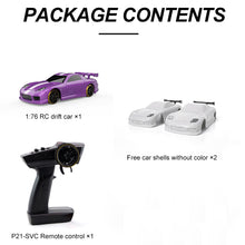 Load image into Gallery viewer, Turbo Racing C61 1:76 Scale Drift RC Car with Gyro Mini Full Proportional RTR 2.4GHZ Remote Control with 2 Replaceable Body Shell(Purple)