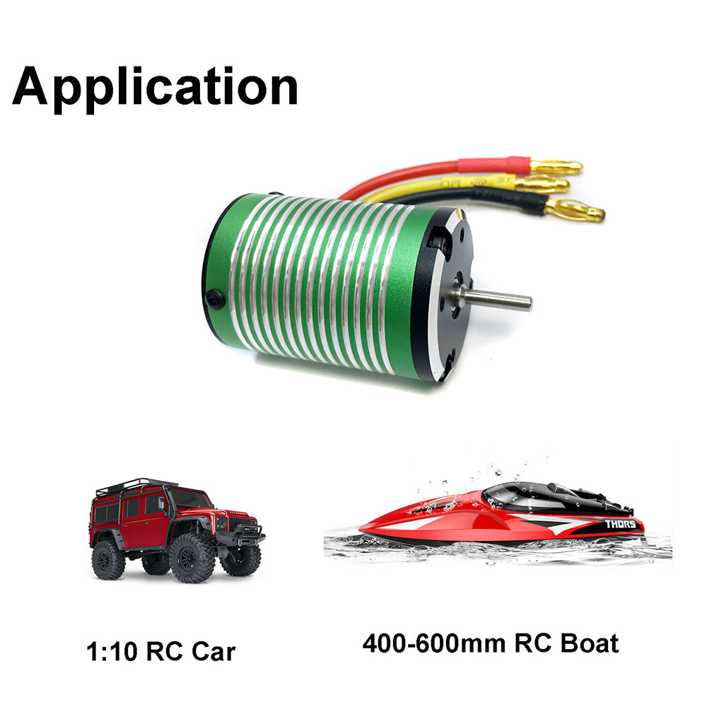 XTEAM 3650 Brushless Motor 5400KV 4 Poles Design for RC Boat and 1/10 Remote Control Car Marine Ship - CaptainRC