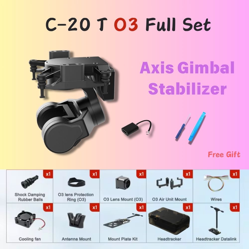 C-20T 3-Axis FPV Gimbal - Head Tracking, 46g, DJI O3/O4pro Compatible