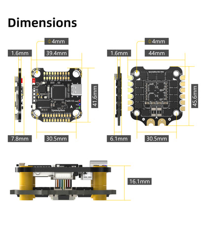 SpeedyBee F405 V3 50A FC&ESC Stack BMI270 F405 Flight Controller BLHELIS 50A 4in1 ESC 3-6S LiPo 30X30mm for FPV Freestyle Drones