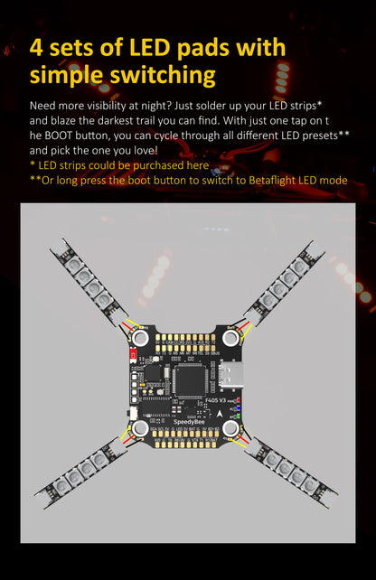 SpeedyBee F405 V3 50A FC&ESC Stack BMI270 F405 Flight Controller BLHELIS 50A 4in1 ESC 3-6S LiPo 30X30mm for FPV Freestyle Drones