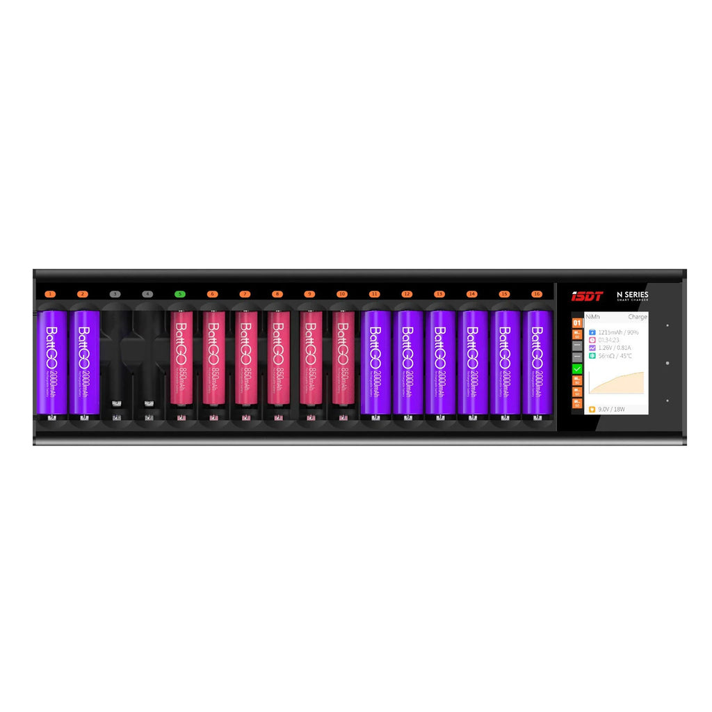 ISDT N8/N16/N24 Slot Smart Battery Charger - Fast Charge for AA/AAA/Li-ion/NiMH