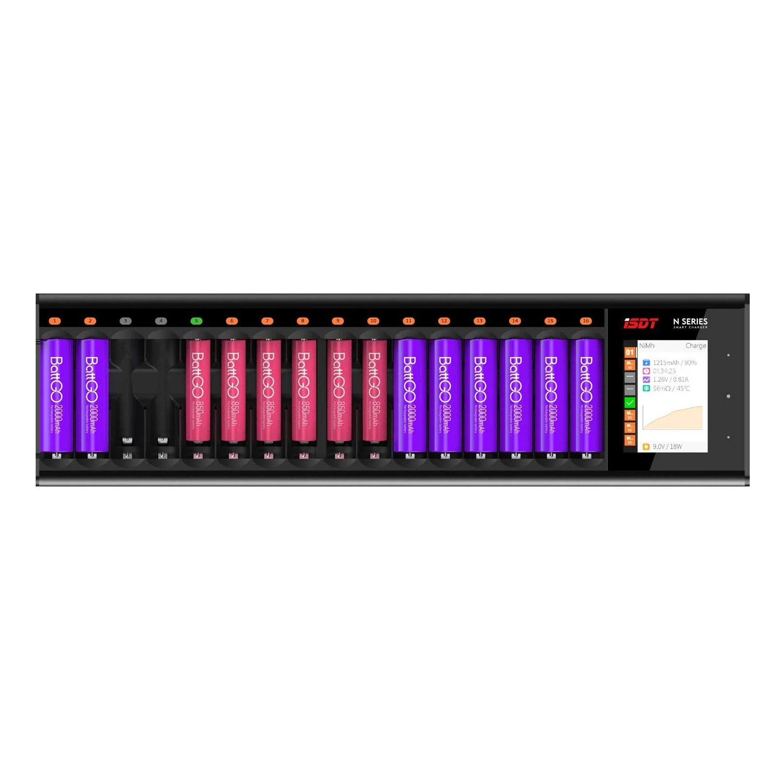 ISDT N8/N16/N24 Slot Smart Battery Charger - Fast Charge for AA/AAA/Li-ion/NiMH
