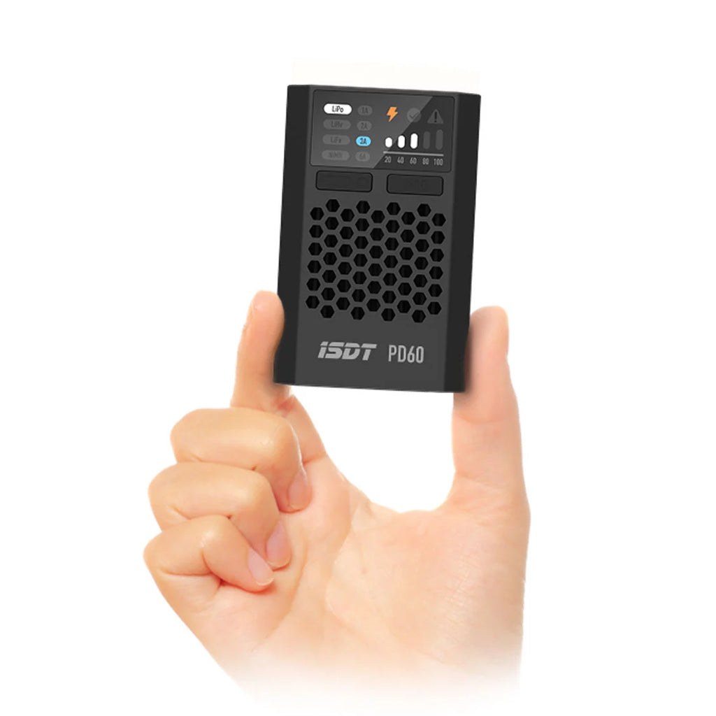 ISDT PD60 60W Lipo Charger - USB-C PD/QC, 6A Output, Portable Balance Charger