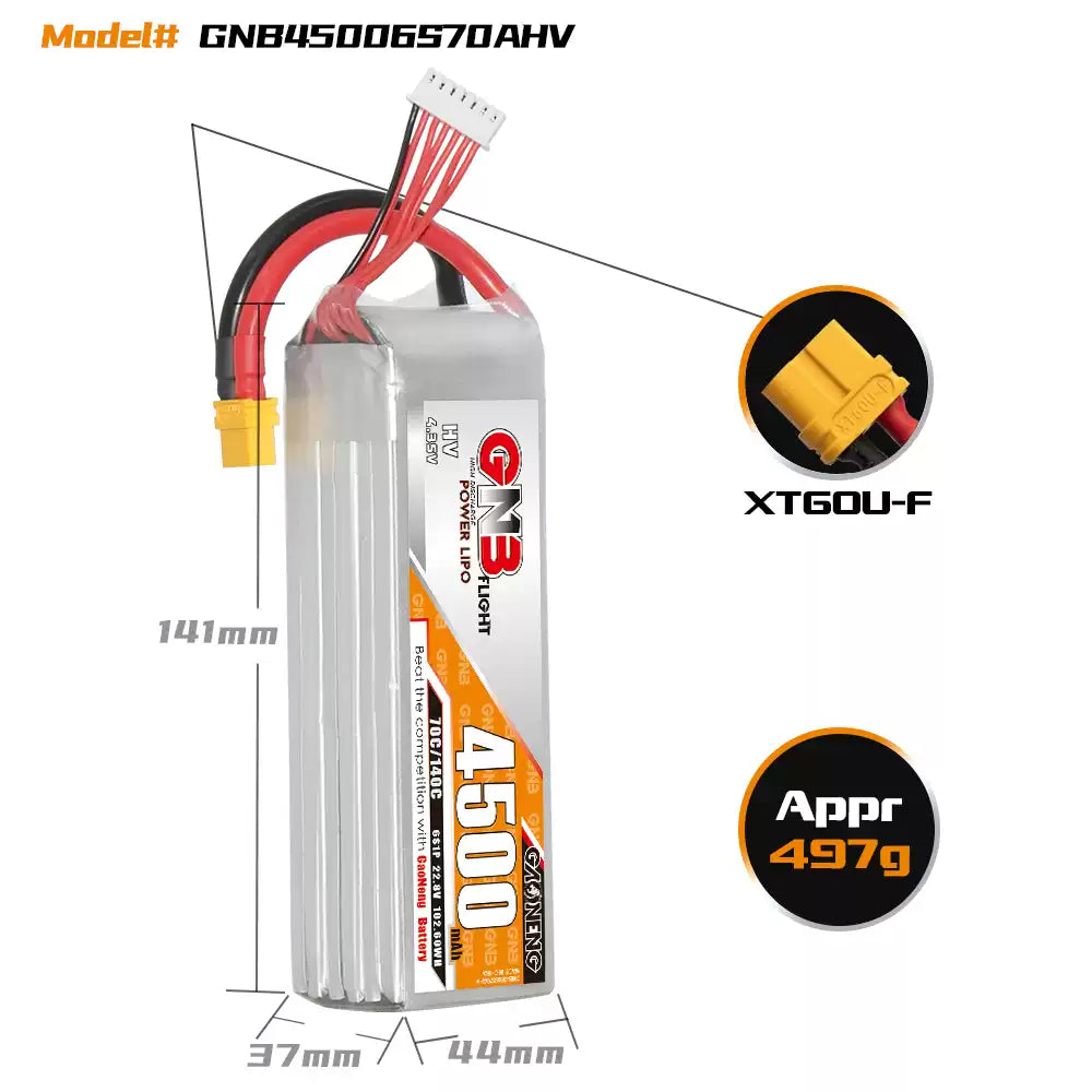 GNB 4500mAh 6S 22.8V 70C LiHV RC Battery – Extreme Power for Competition Trucks & Buggies