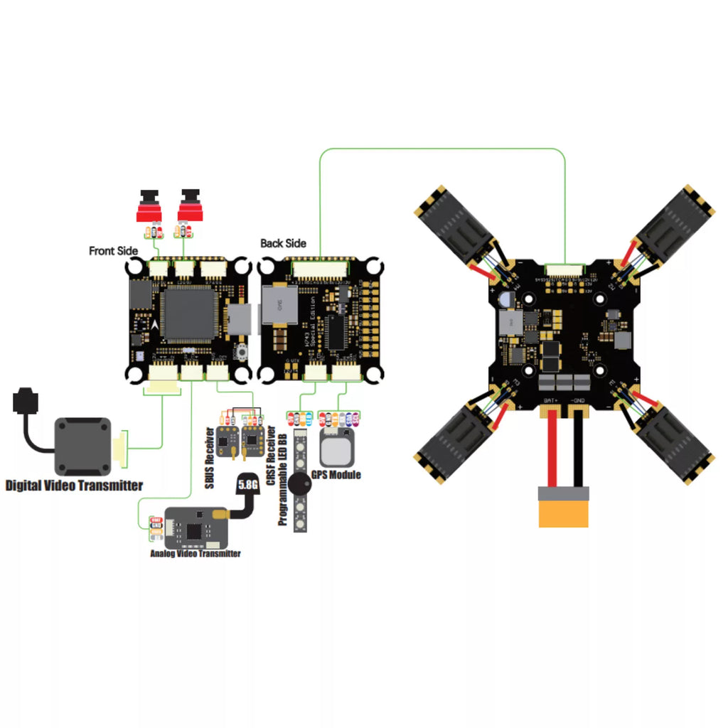 PDB X4 Power Distribution Board| 3-14S LiPo, 5V/12V BEC, 30.5x30.5mm Mount