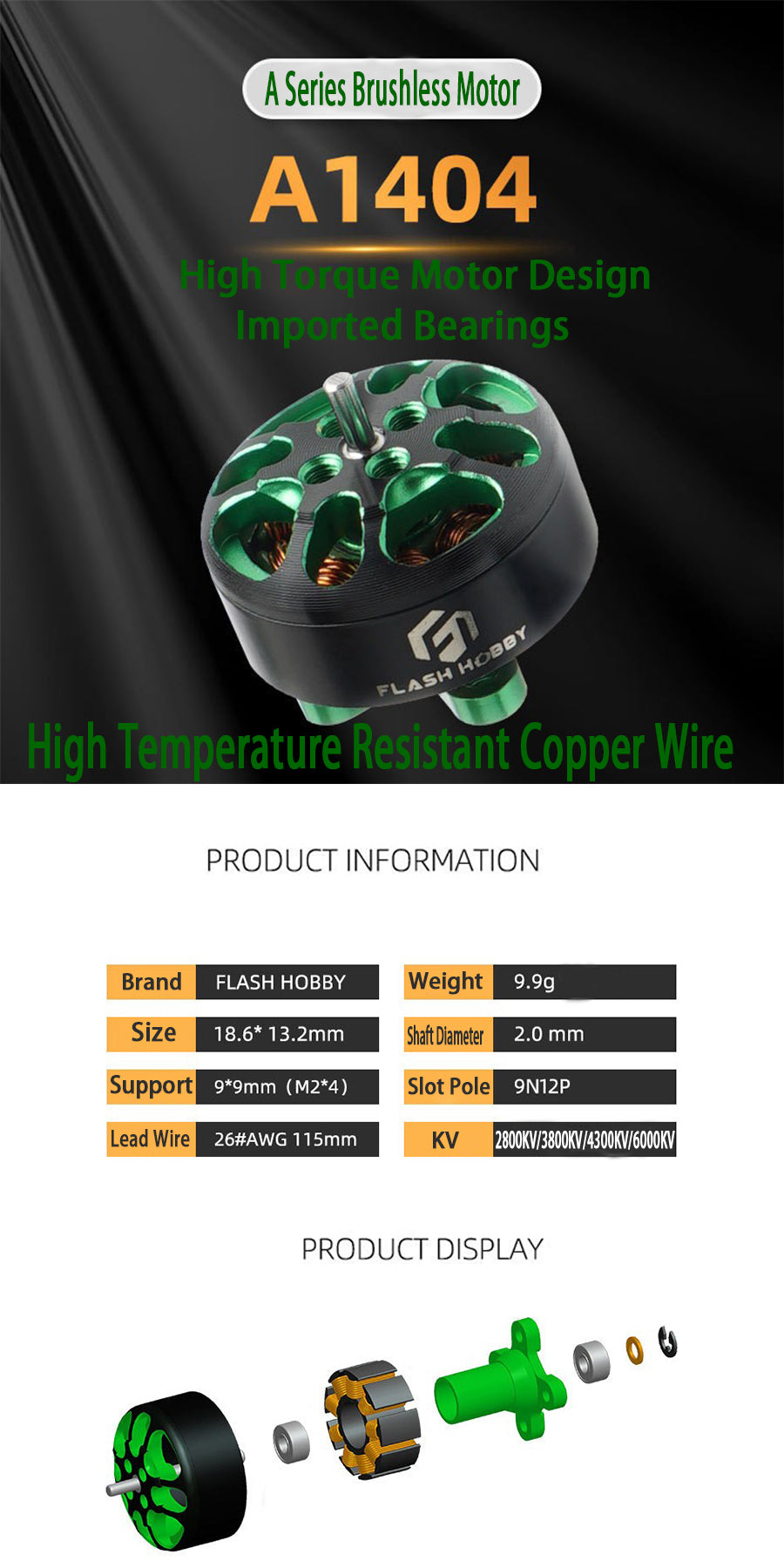 4PCS Arthur A1404 2800kv 3800kv 4300kv 6000kv 3-6S Cinematic Brushless Motor for RC FPV Racing - CaptainRC