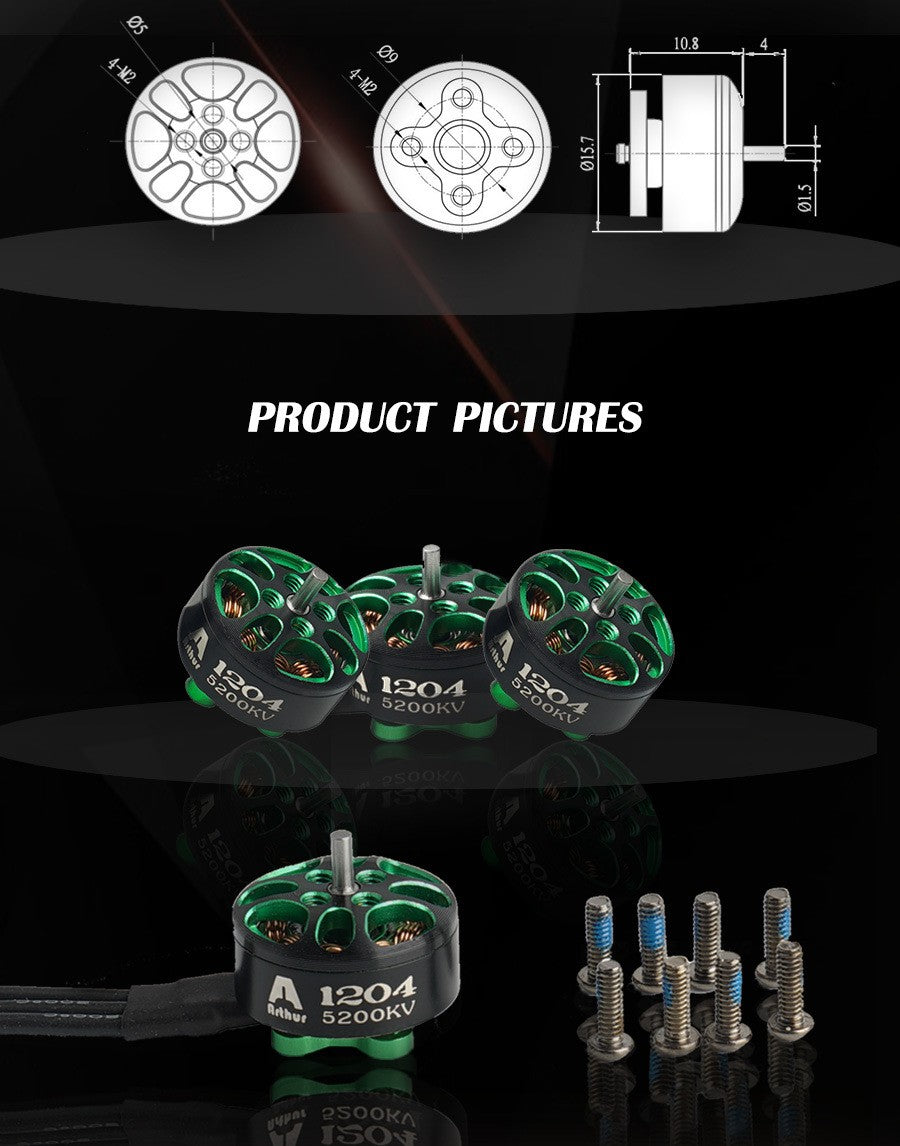 4Pcs/Lot FlashHobby Arthur Series A1204 2500KV 3100KV 5200KV 2-4S micro Brushless Motor For FPV Racing drone Mini Multirotor - CaptainRC
