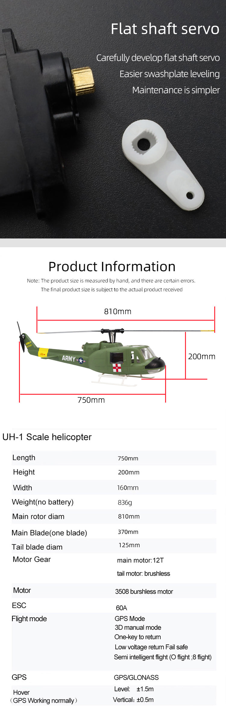 Flying Wing UH-1 Huey Virtual Helicopter RTF/PNP Simulation Remote Control Model Aircraft 470 Class with H1 Flight Control GPS