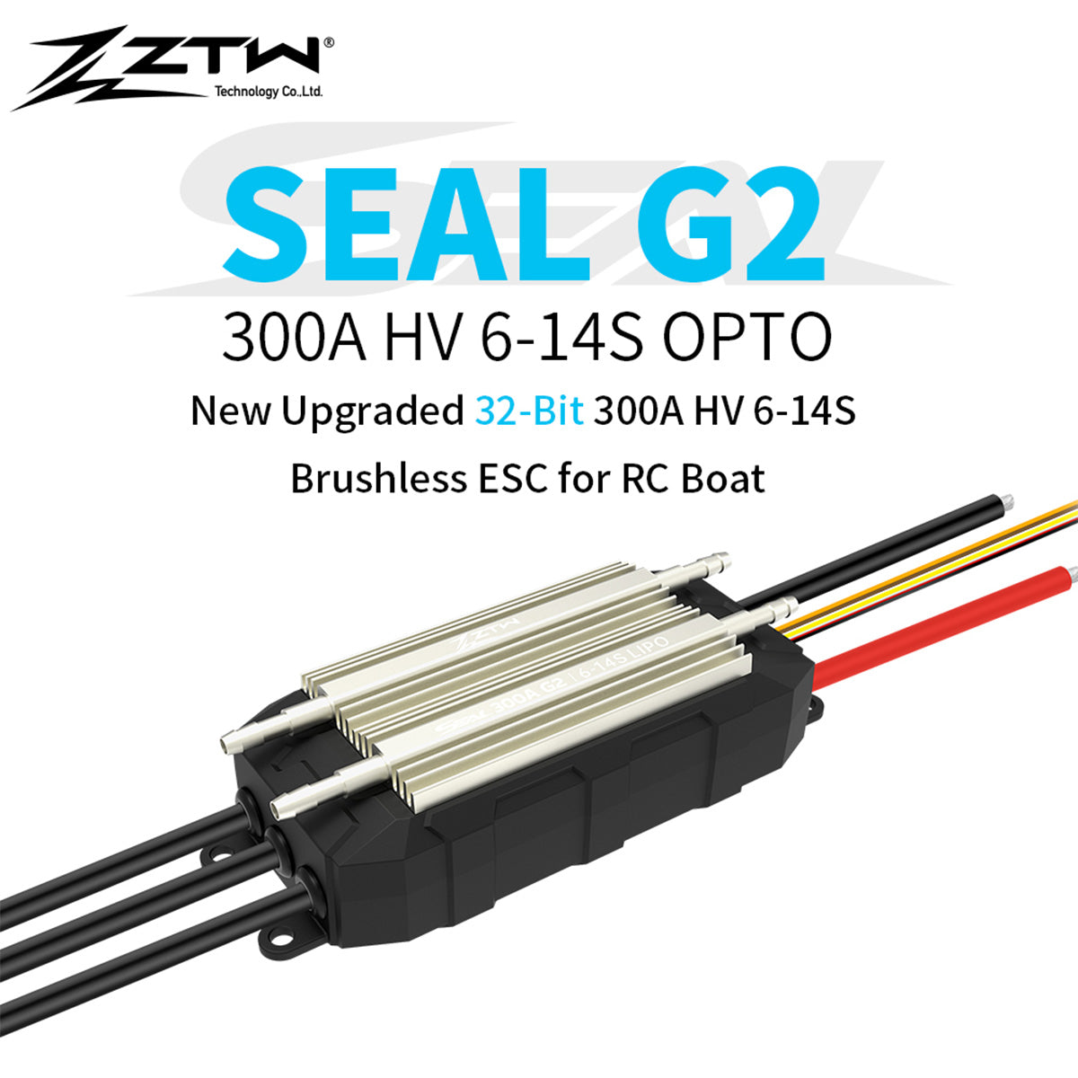 ZTW 32-Bit Seal G2 300A HV 6-14S Brushless ESC Water Cooling Two-way Speed Controller For RC Boat Surfboard Underwater Thruster - CaptainRC