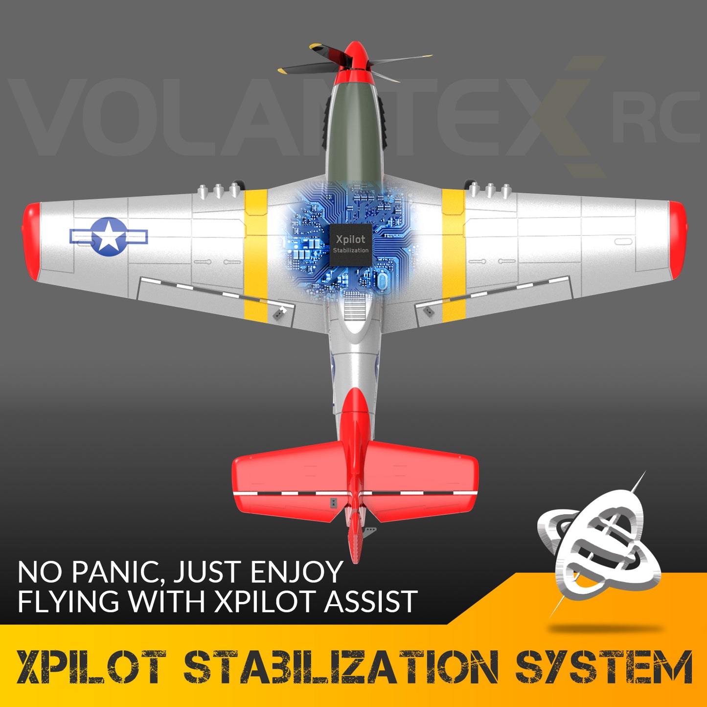 New Upgrade Volantex P51D Red Mustang RC Plane One-key Aerobatic 4-Ch Plane Aircraft W/Xpilot Stabilization System (761-5 )