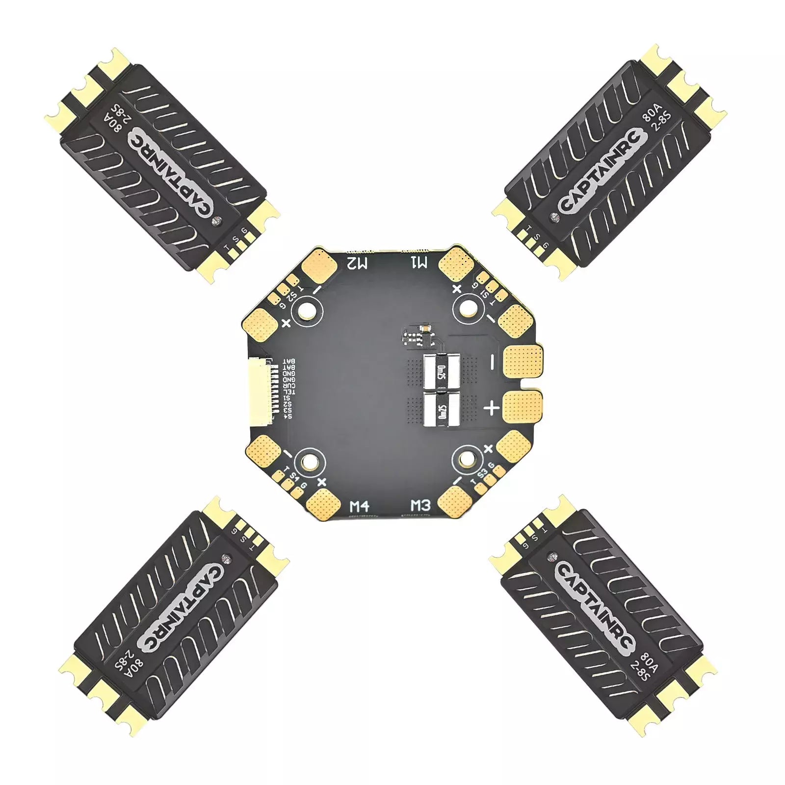 Captainrc PDB-4 Quadcopter Power Distribution Board - 3-8S, 120A×4, 30.5mm