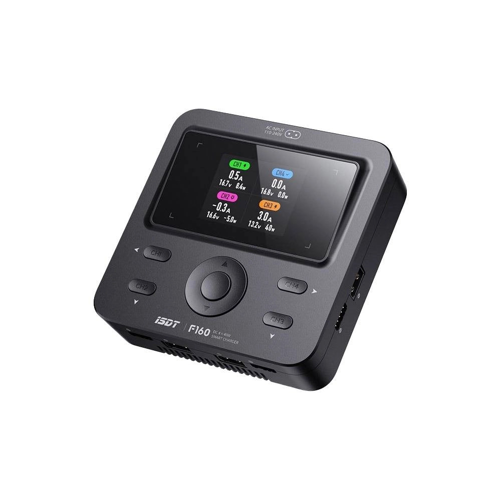 ISDT F160 40W 4-Channel Smart Battery Charger - DC Input, 1-4S LiPo/LiHv/LiFe