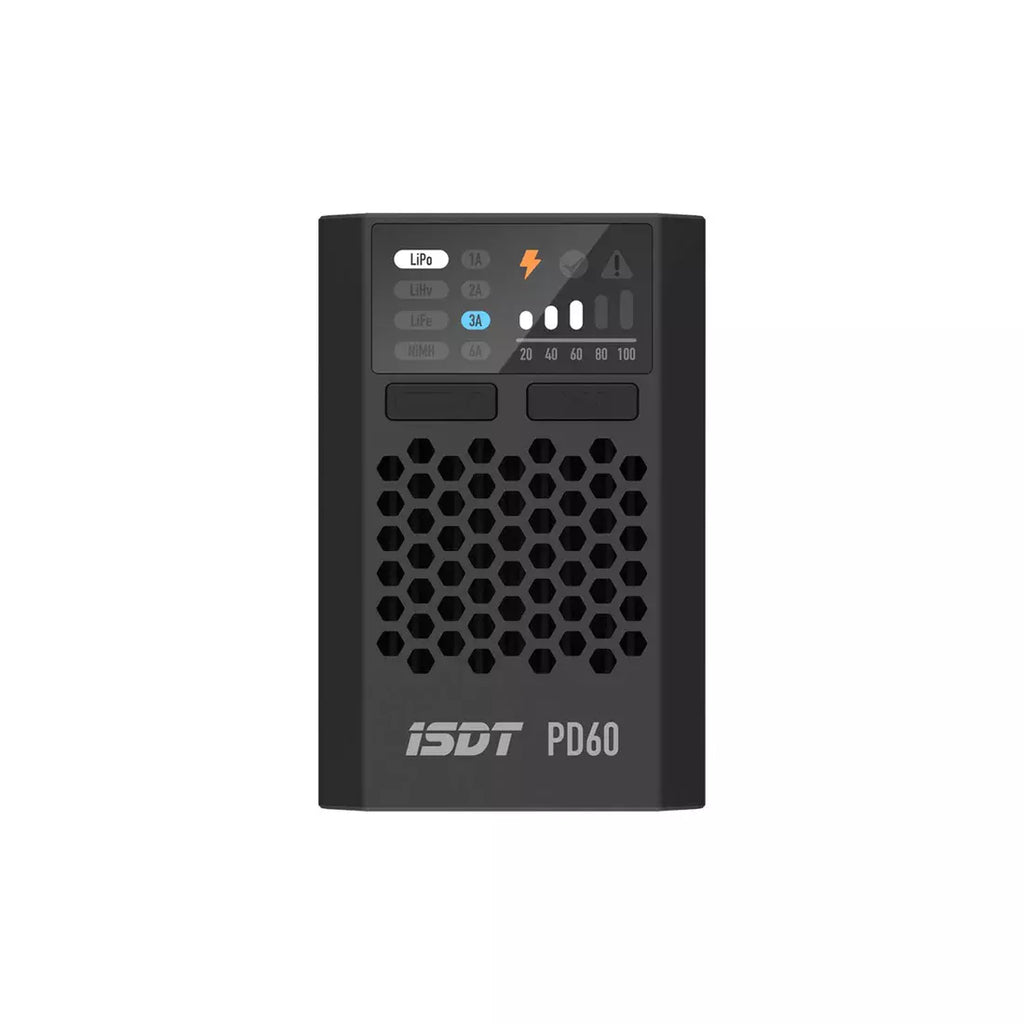ISDT PD60 60W Lipo Charger - USB-C PD/QC, 6A Output, Portable Balance Charger