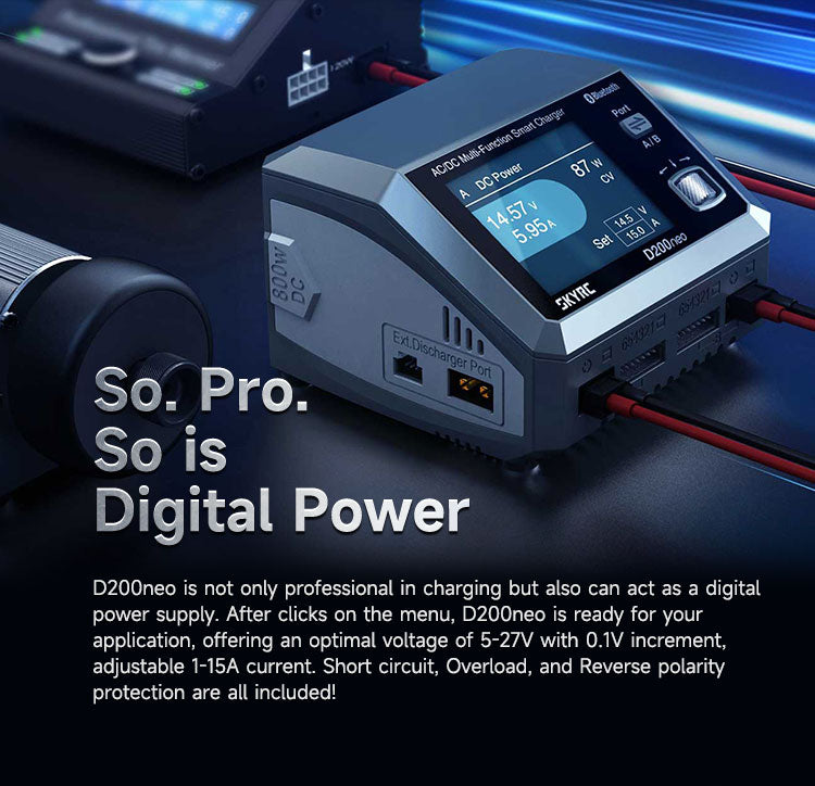 SKYRC D200NEO Dual Channel Intelligent Balanced Charger AC200W DC800W 20A 2-6S Aircraft Model - CaptainRC