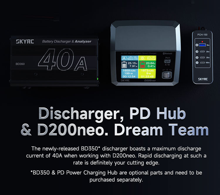 SKYRC D200NEO Dual Channel Intelligent Balanced Charger AC200W DC800W 20A 2-6S Aircraft Model