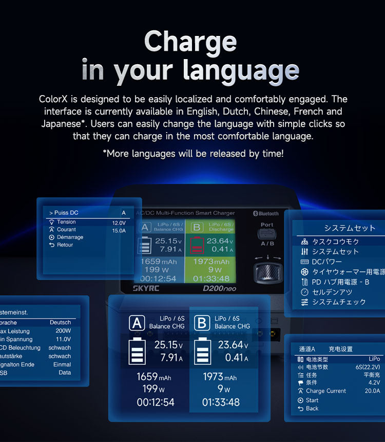 SKYRC D200NEO Dual Channel Intelligent Balanced Charger AC200W DC800W 20A 2-6S Aircraft Model