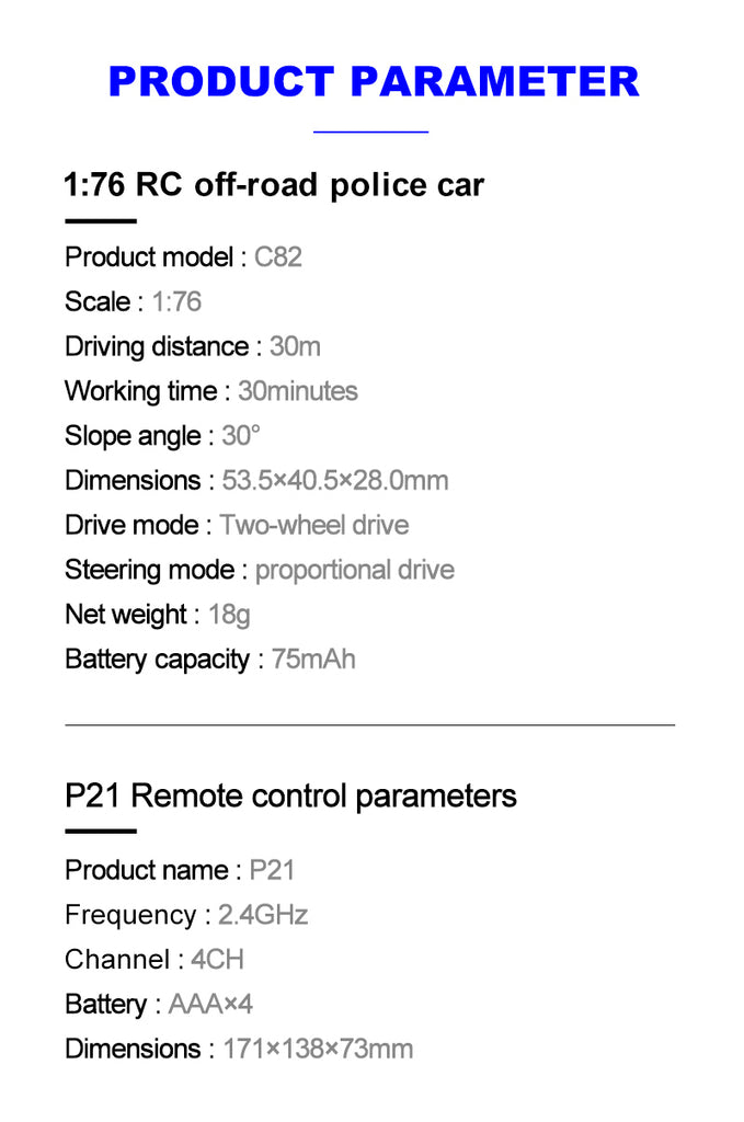 C82 RC Off-road Police Car